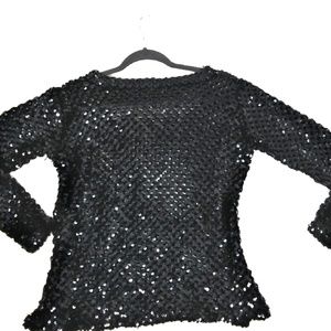 Evening wear black sequin top